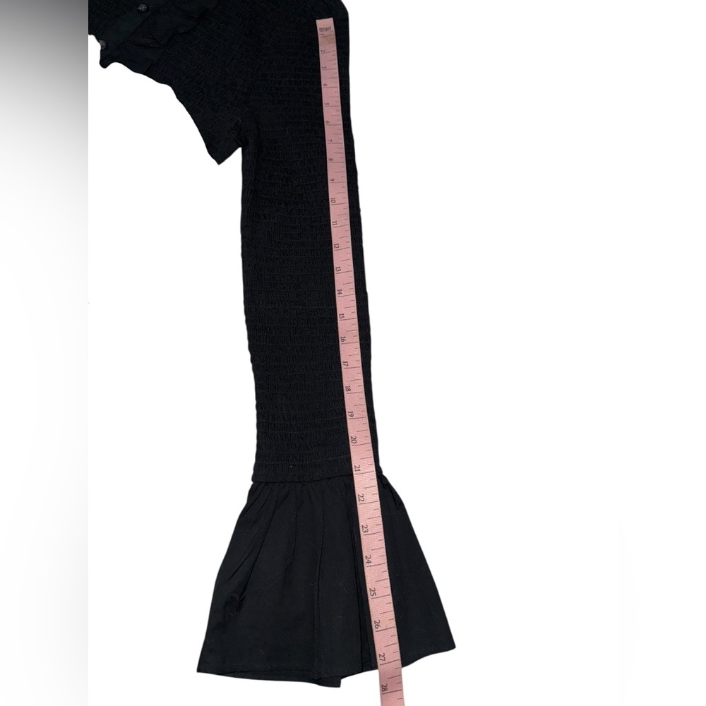 J. Crew Cotton Smocked button-up Black mini  dress Size Small - Picture 6 of 8